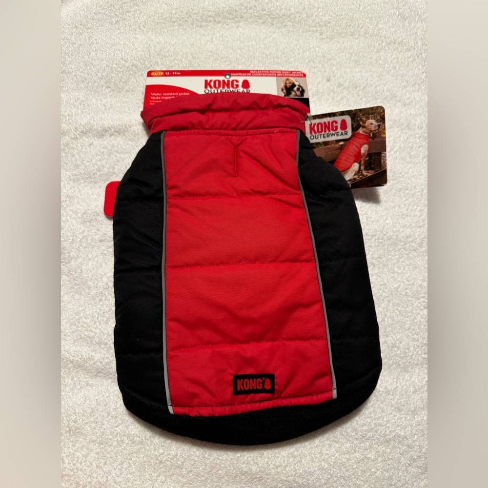 #1602 - KONG Red & Black Reflective Puffer Quilt Jacket for Dogs